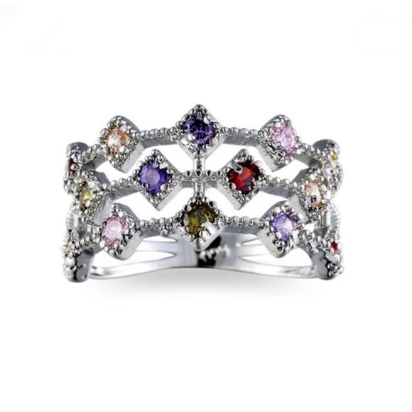 Multi Gemstone 925 Sterling Silver Ring - Picture 2 of 5